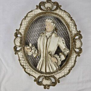 VTG Universal Statuary Co 1958 Chalkware Victorian Man Proposing Wall Hanging